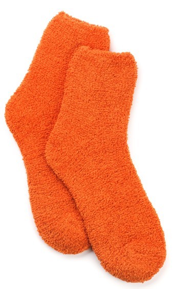 Kashwere Plush Chenille Lounging Sock in Orange