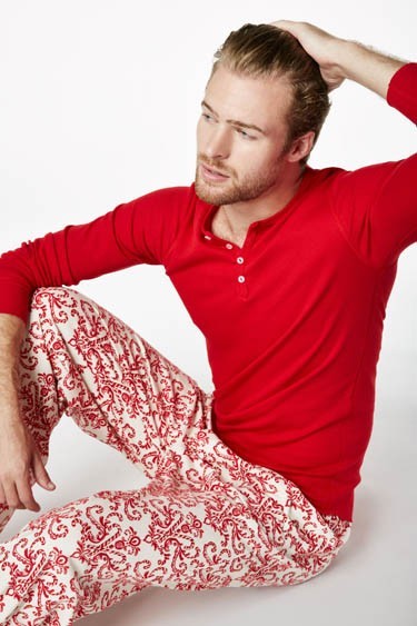 Bedhead Men's "Candy Canes" Stretch Henley Pajama Set