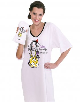 Emerson Street "Drink Responsibly...Don't spill it!" Cotton Nightshirt in a Bag