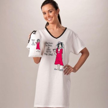Emerson Street "I'm Good in Bed...I Can Sleep for Days!" Cotton Nightshirt in a Bag