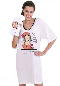 Emerson Street "Love the wine you're with!" Cotton Nightshirt in a Bag