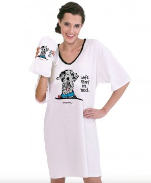 Emerson Street "Let's Stay in Bed" Dog Cotton Nightshirt in a Bag