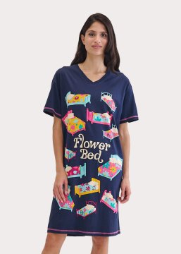 Little Blue House by Hatley Flower Bed Cotton Sleepshirt in Navy Blazer