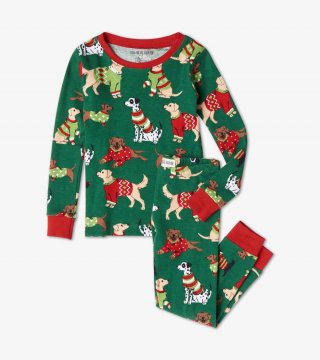 Little Blue House by Hatley Green Woofing Christmas Kids Pajama Set