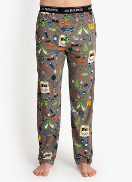 Little Blue House by Hatley Men's Retro Camping Cotton Jersey Pajama Pant