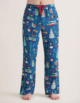 Little Blue House by Hatley Men's Rockin' Holiday Flannel Pajama Pant in Blue