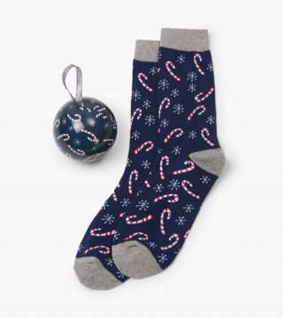 Little Blue House by Hatley Men's Candy Cane Socks in A Ball