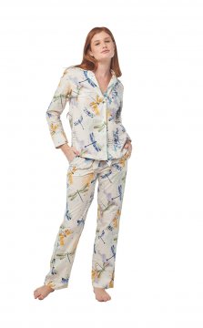 The Lazy Poet Women's Emma Dancing Dragonflies Cotton Classic Pajama Set