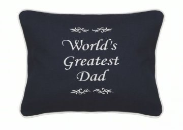 World's Greatest Dad Black Embroidered Gift Pillow
