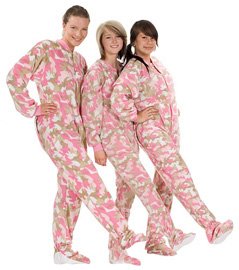 Big Feet Pajamas Adult Pink Camouflage Fleece One Piece Footy