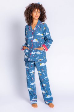 PJ Salvage Après Ski Classic Flannel Pajama Set in Dark Denim