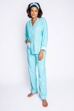 PJ Salvage Extra Dirty Martini Classic Flannel Pajama Set in Mint