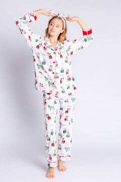 PJ Salvage Happy Howliday Classic Flannel Set in Ivory