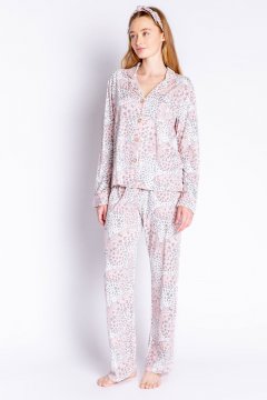 PJ Salvage Playful Prints Butterflies Cotton Jersey Classic Pajama Set in Blush