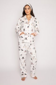 PJ Salvage "Pour it Forward" Classic Flannel Pajama Set in Ivory