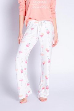 PJ Salvage Sunset Spritzer Peachy Jersey Pajama Pant in Ivory