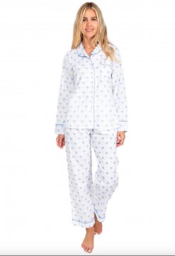 Sant + Abel Women's Blue Palm Tree Classic Cotton Pajama Set