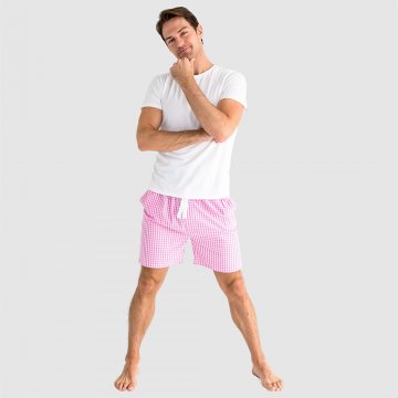 Sant + Abel Men's Hepburn Gingham Pink Cotton Sleep Shorts