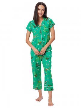 The Cat's Pajamas Women's Aurora's Garden Pima Knit Capri Pajama Set