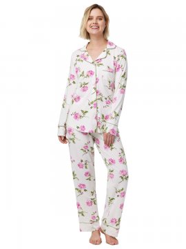 The Cat's Pajamas Women's Millie Pima Knit Classic Pajama Set