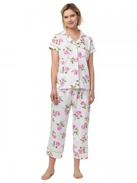 The Cat's Pajamas Women's Millie Pima Knit Capri Pajama Set