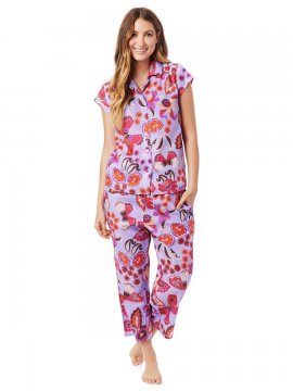 The Cat's Pajamas Women's Papillon Luxe Pima Capri Pajama Set