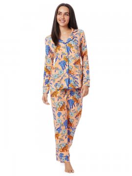 The Cat's Pajamas Women's Tigress Pima Knit Classic Pajama Set