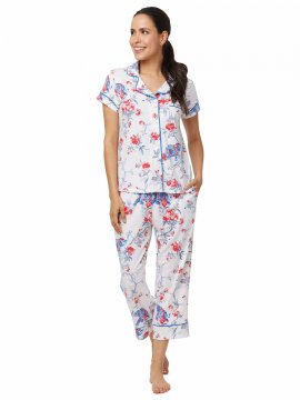 The Cat's Pajamas Women's Zoe Pima Knit Capri Pajama Set
