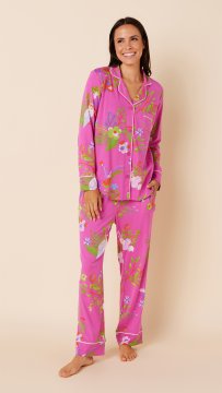 The Cat's Pajamas Women's Chouette Pima Knit Classic Pajama Set