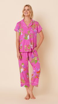 The Cat's Pajamas Women's Chouette Pima Knit Capri Pajama Set