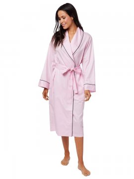 The Cat's Pajamas Women's Classic Pink Luxe Pima Shawl Collar Robe