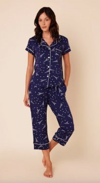 The Cat's Pajamas Women's Étoile Dot Pima Knit Capri Pajama Set