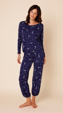 The Cat's Pajamas Women's  Étoile Dot Pima Knit Pullover Lounge Set