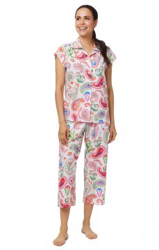 The Cat's Pajamas Women's Glad All Over Luxe Pima Capri Pajama Set