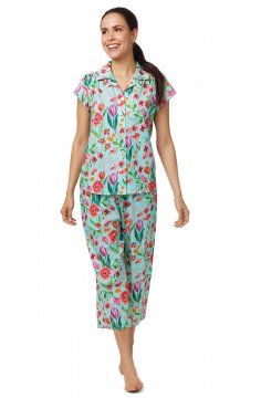 The Cat's Pajamas Women's Lena's Garden Luxe Pima Capri Pajama Set