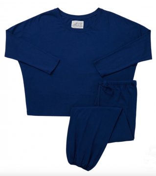 The Cat's Pajamas Women's Marine Blue Pima Knit Pullover Set