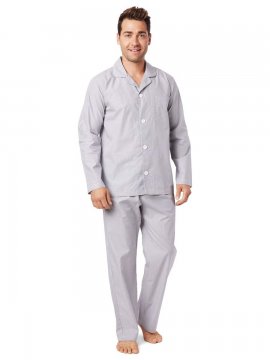 The Cat's Pajamas Men's Grey West Side Luxe Pima Classic Pajama Set