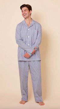 The Cat's Pajamas Men's Blue East Side Luxe Pima Classic Pajama Set