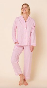 The Cat's Pajamas Women's Classic Gingham Luxe Pima Pajama Set in Pink