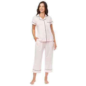 The Cat's Pajamas Women's Pink Moment Pima Knit Capri Pajama Set
