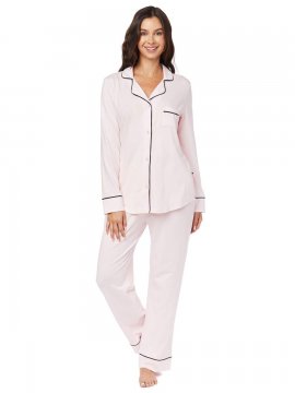 The Cat's Pajamas Women's Pink Moment Pima Knit Classic Pajama Set