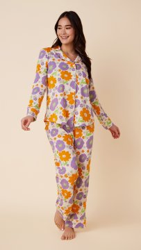 The Cat's Pajamas Women's Popping Pansies Pima Knit Classic Pajama Set