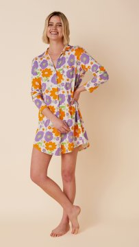 The Cat's Pajamas Women's Popping Pansies Pima Knit Classic Nightshirt