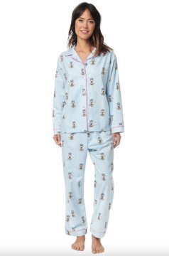 The Cat's Pajamas Women's Queen Bee Flannel Classic Pajama Set in Blue