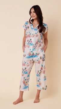 The Cat's Pajamas Women's Santorini Luxe Pima Capri Pajama Set