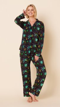 The Cat's Pajamas Women's Stargazer Pima Knit Classic Pajama Set