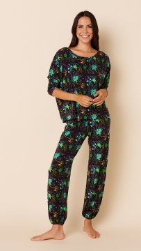 The Cat's Pajamas Women's Stargazer Pima Knit Pullover Lounge Set