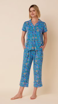 The Cat's Pajamas Women's Stevie Pima Knit Capri Pajama Set