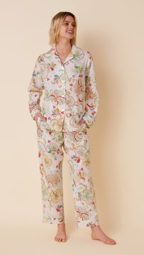 The Cat's Pajamas Women's White Hawaiian Luxe Pima Classic Pajama Set