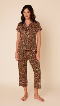 The Cat's Pajamas Women's Wildcat Pima Knit Capri Pajama Set